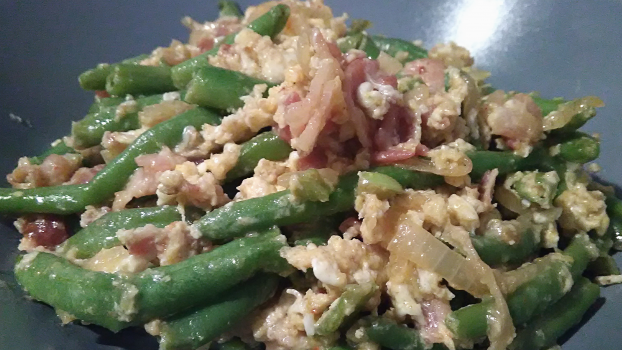 Scrambled Eggs Recipe With Bacon And String Beans Ketokookin