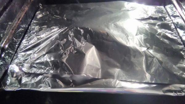 Tin Foil Covered Tray In Oven