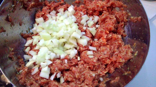 Ground Beef Mixture & Diced Onions