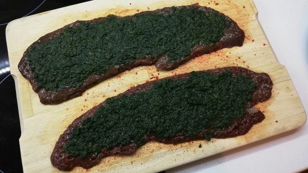 Flattened Beef Liver with Spinach