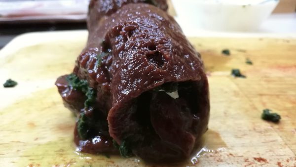 Rolled up Beef Liver with Stuffing